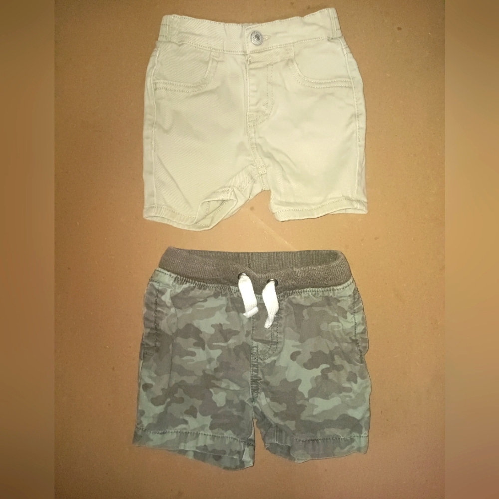 3/$8 18 Months Beige and Camouflage Shorts Set